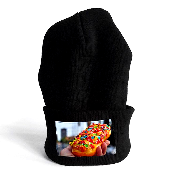 blazing printed patch beanie