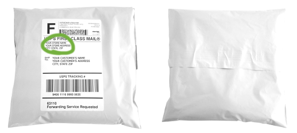 example image of a dropshipping package with custom shipping label