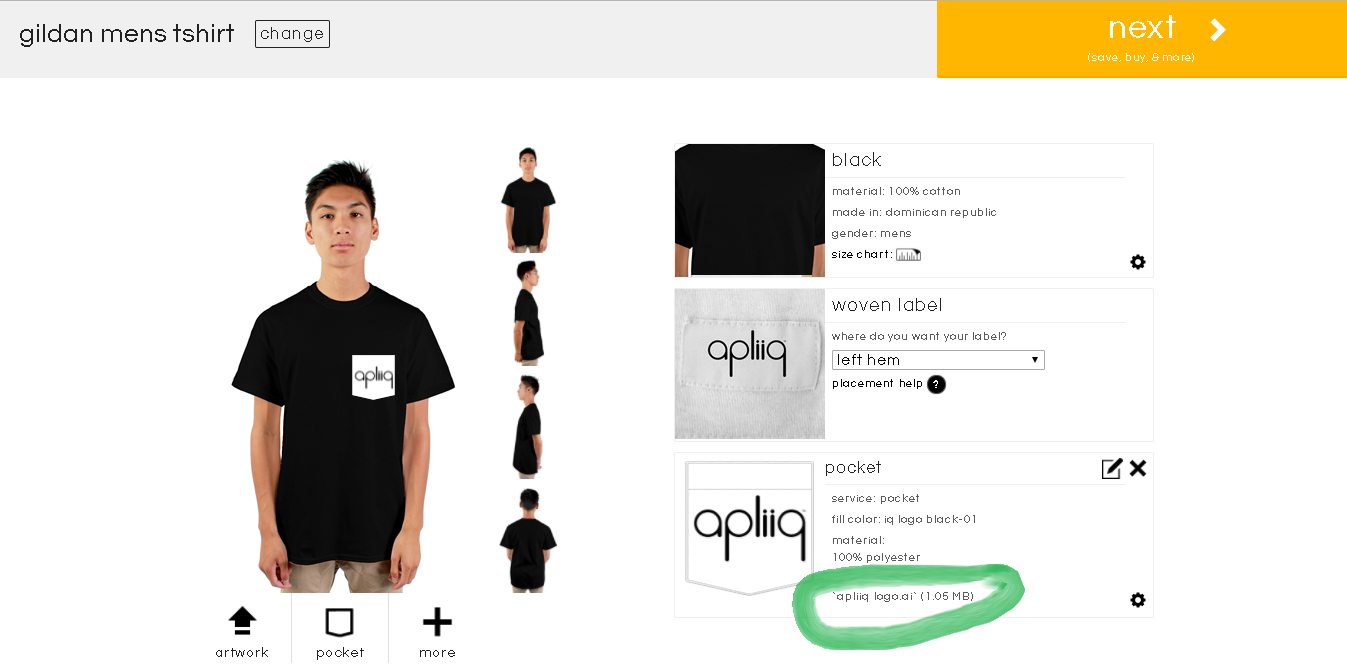 how to link artwork to a custom t shirt step 2