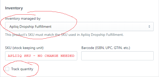 variant settings for proper tracking and fulfillment view 2