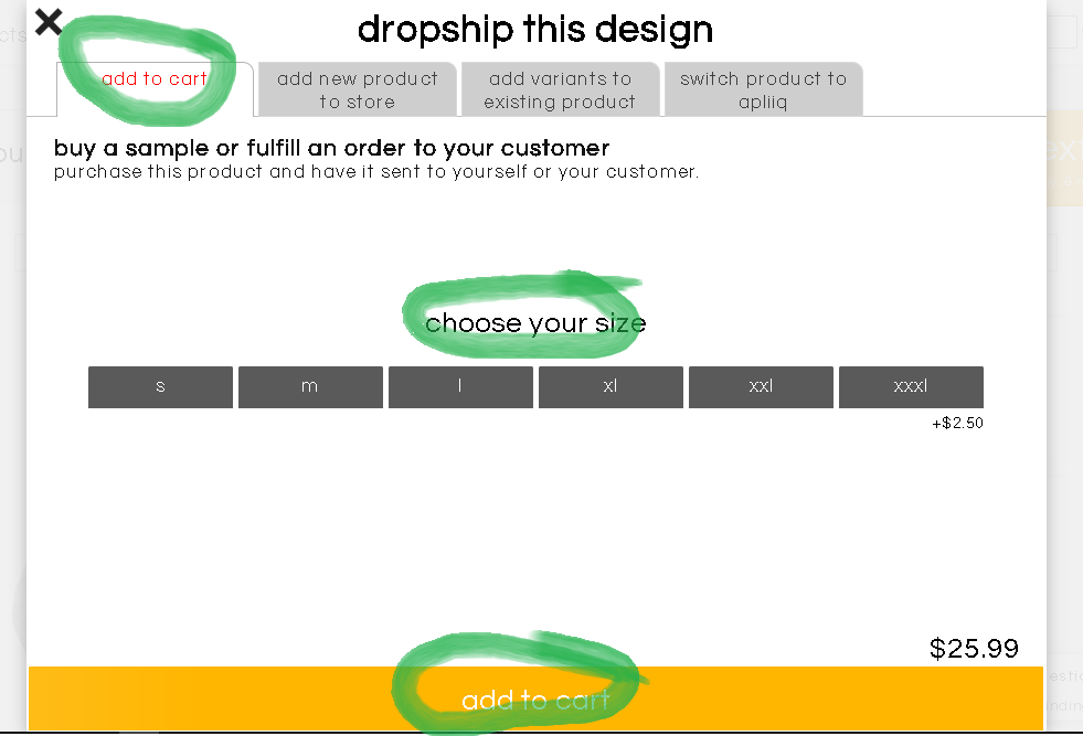 second step in entering a dropshipping order