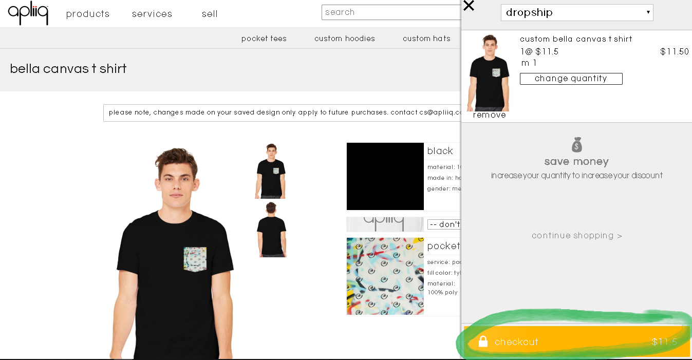 third step in entering a dropshipping order