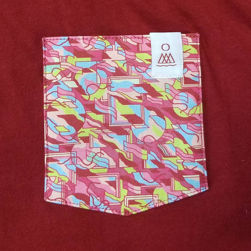 photo of woven label sewn over pocket